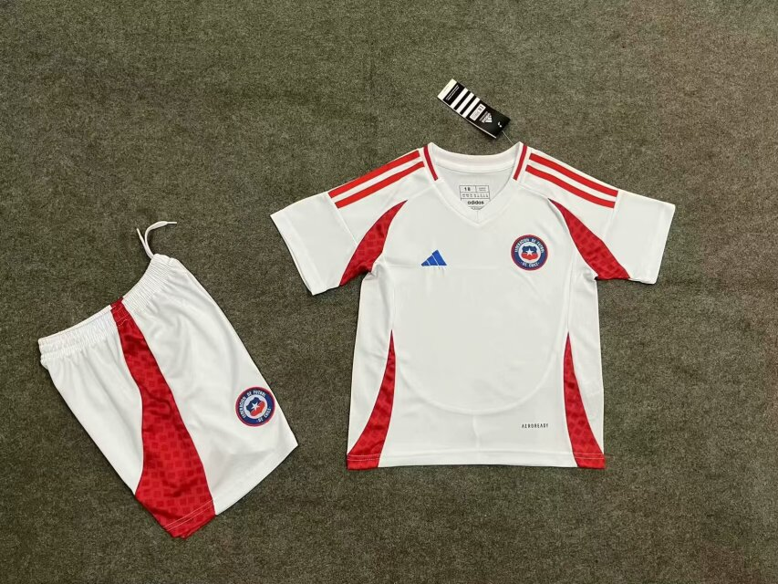 Kids-Chile 2024 Away White Soccer Jersey
